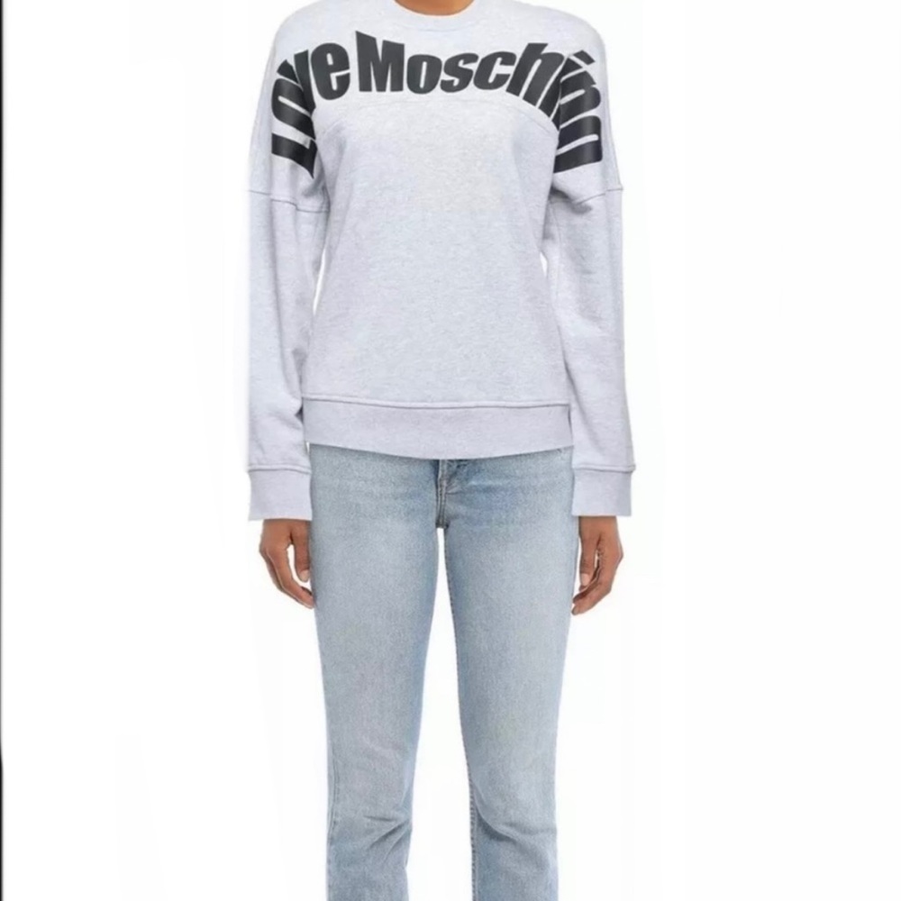 NEW Love Moschino Women’s Painted Logo Sweatshirt Gray/Black Size IT48/US12🖤 - Picture 3 of 12